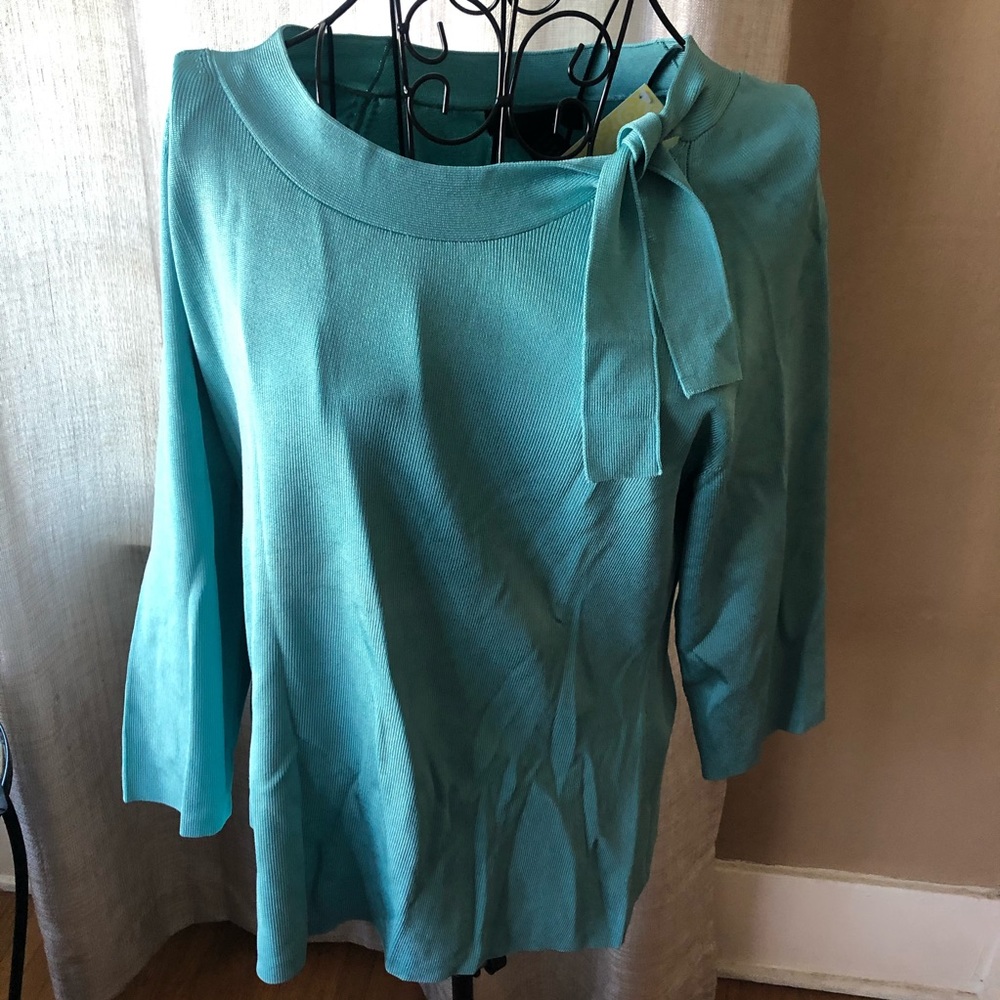 Multiplicity Medium Teal Blouse with neck tie
